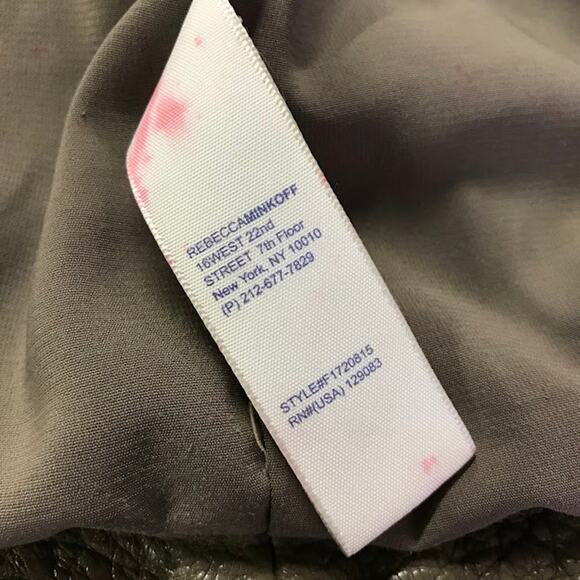 Rebecca Minkoff Wolf Moto Biker Jacket M Asymmetrical Zip Pebbled Leather Stone - Picture 5 of 12